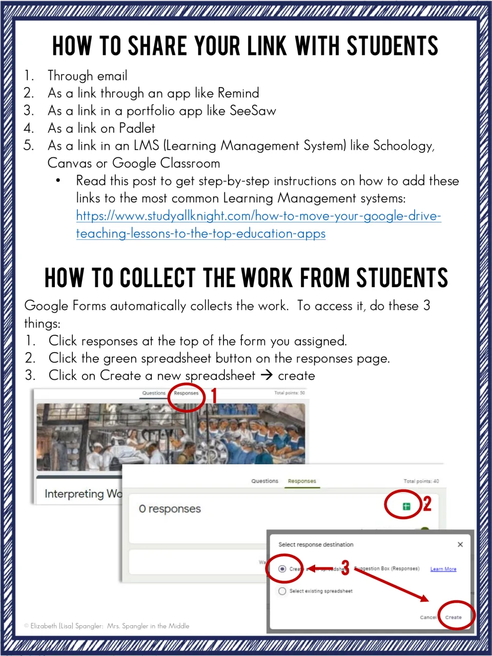 Sharing and collecting: ways to post the quiz link via email, Remind, SeeSaw, Padlet or an LMS, and how to view responses