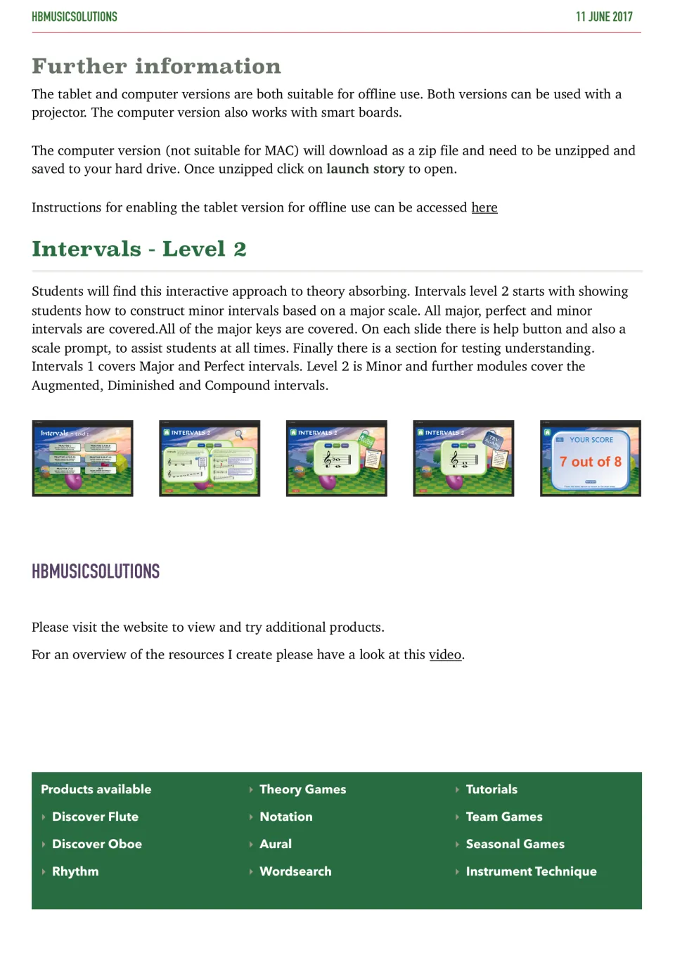 Setup notes for offline, projector and smart board use, then an overview of building minor intervals from a major scale