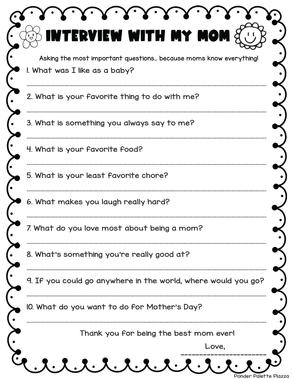 Mother's Day interview: students ask mom 10 questions, from what they were like as a baby to her favorite food, and sign it