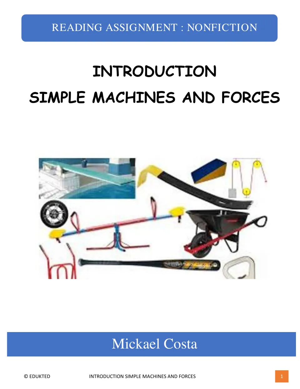 Cover of Introduction: Simple Machines and Forces, a nonfiction reading assignment by Mickael Costa