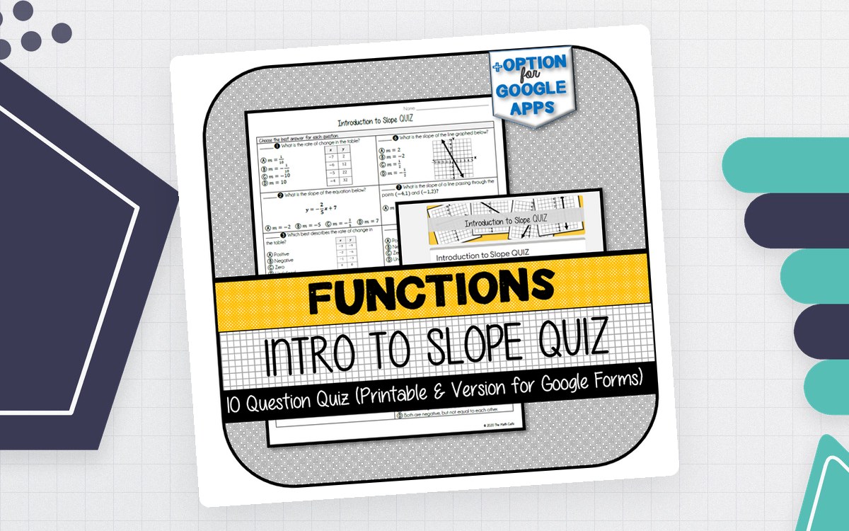 Introduction to Slope QUIZ preview: 10-question multiple-choice slope quiz (printable PDF)