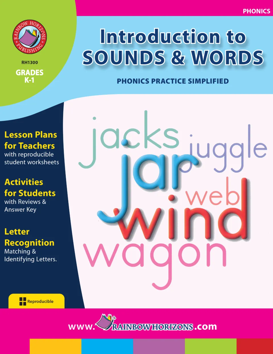 Cover of Introduction to Sounds and Words, a phonics workbook for grades K–1 with reproducible worksheets