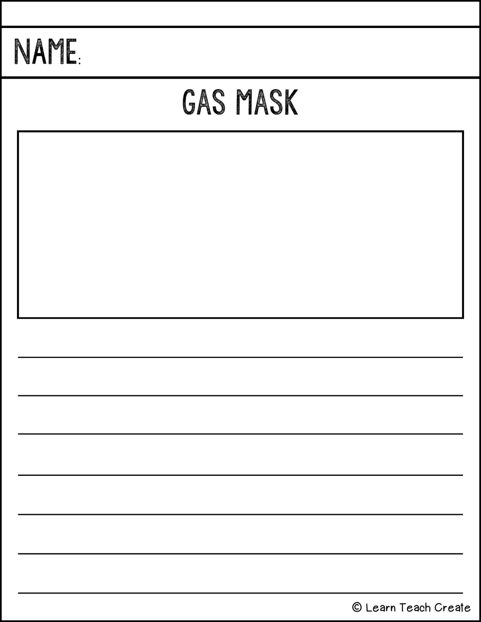Gas mask prompt: students research the gas mask invention, draw a picture of it and write informative facts about it
