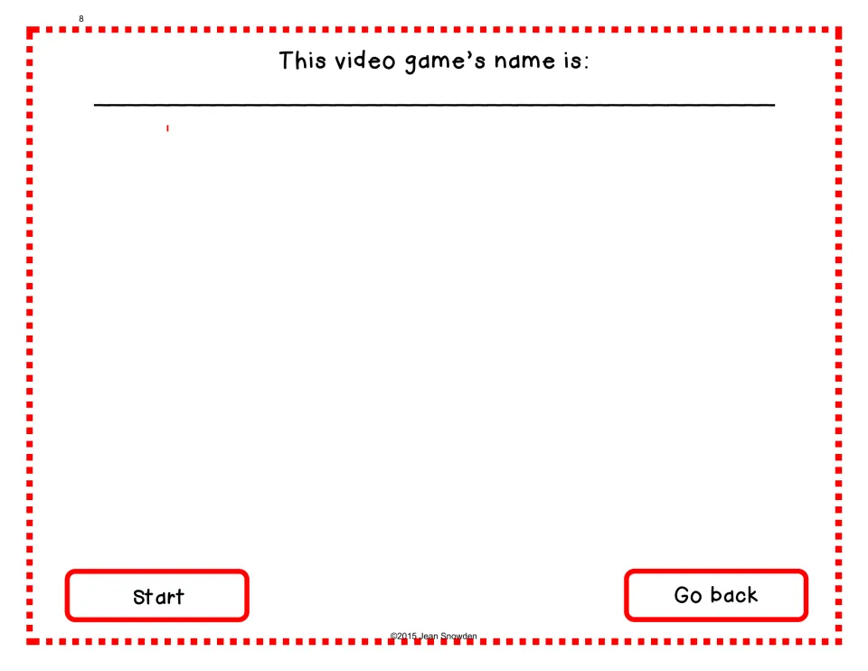 Video game drawing activity provides space to name and illustrate the game planned on the preceding page