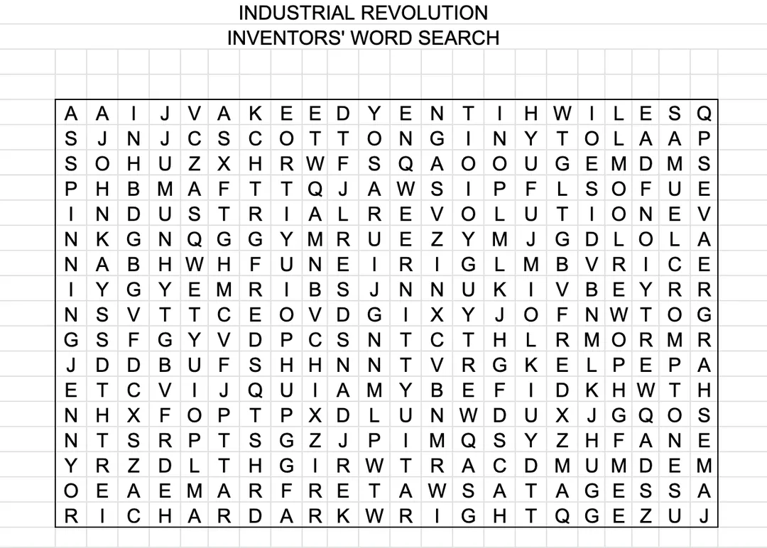 Inventors of the Industrial Revolution – Word Search – cover