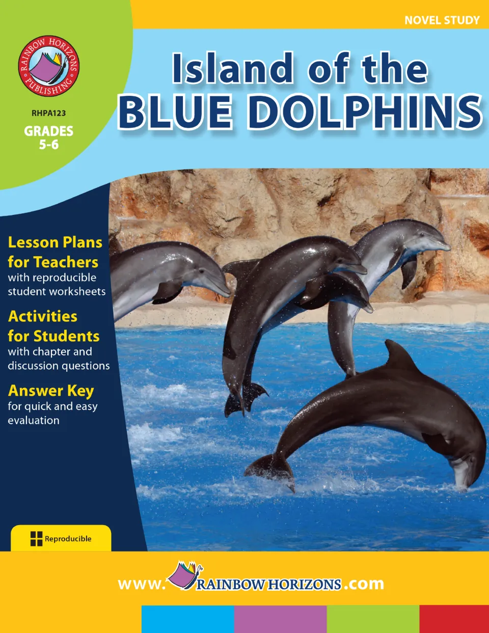 Island of the Blue Dolphins novel study cover, Grades 5-6: lesson plans, chapter questions, activities and answer key
