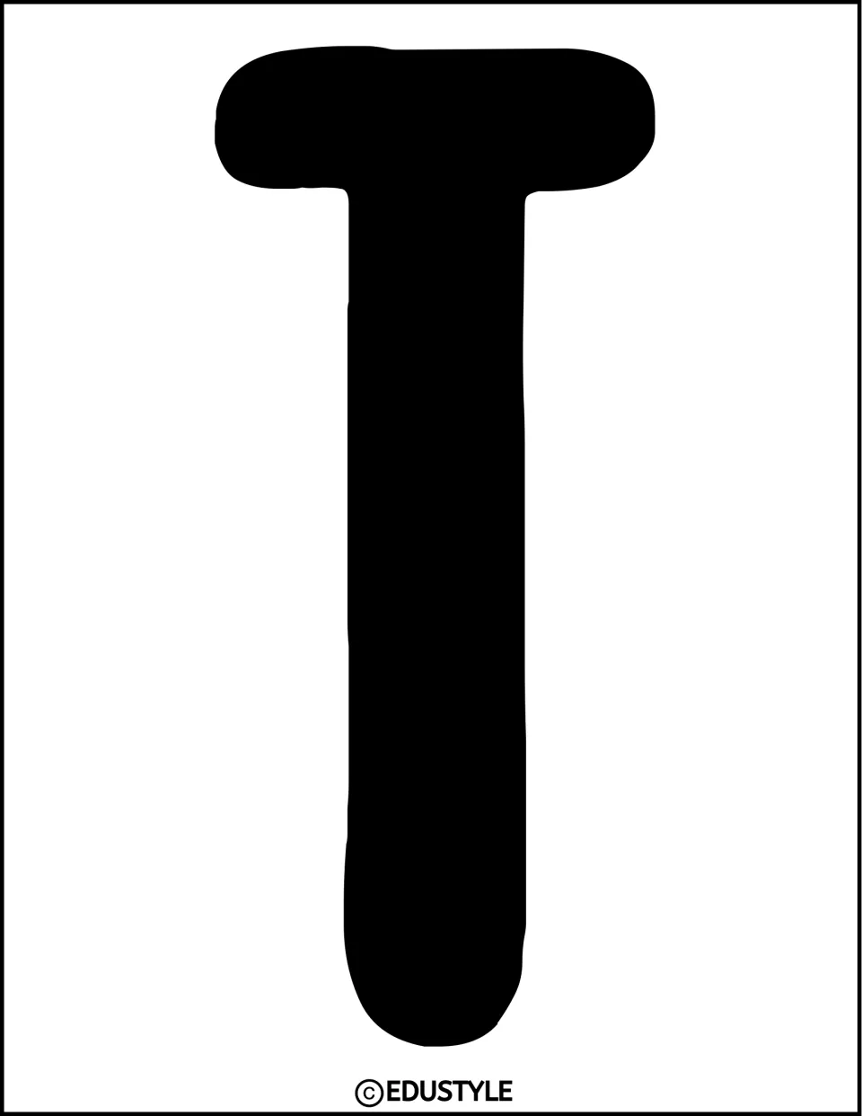 Title lettering: a full-page solid black letter t to cut out and display as part of the winter door or board heading