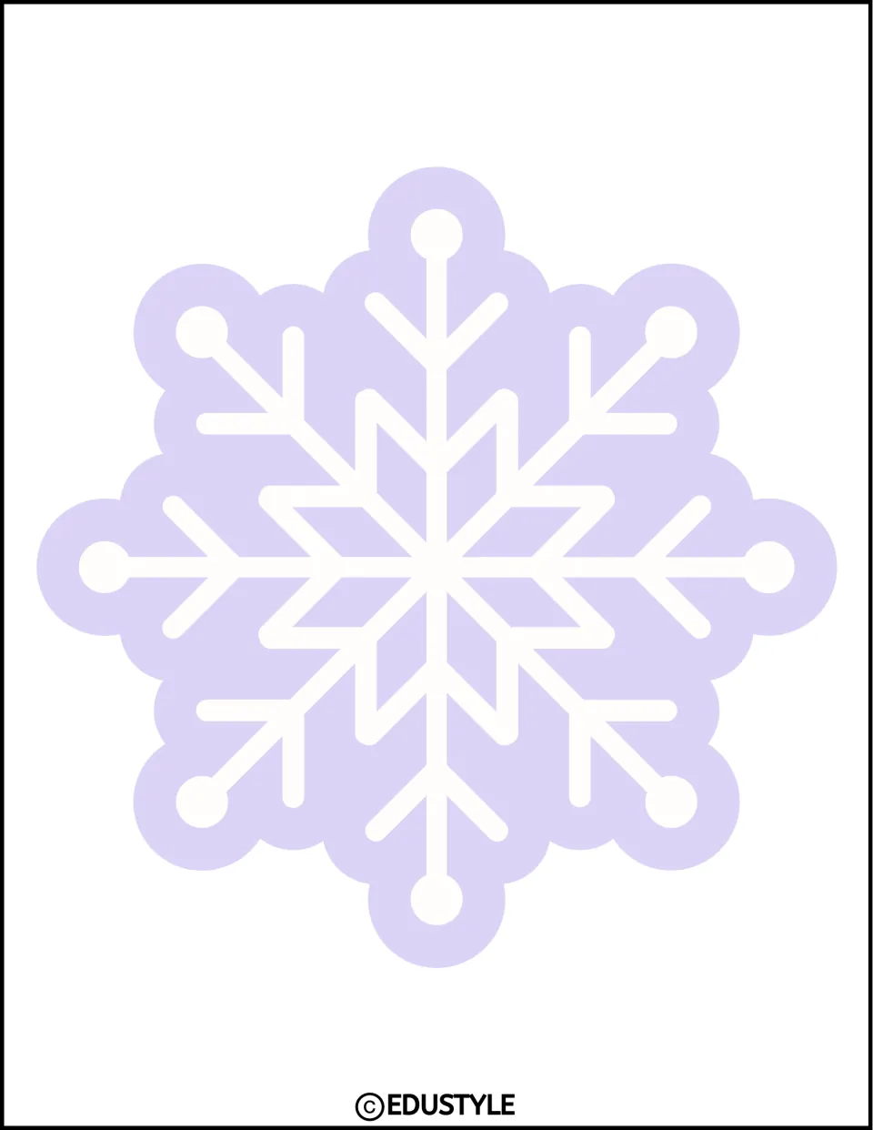 Winter decoration: one large lavender snowflake with a white branching design to cut out for the January display