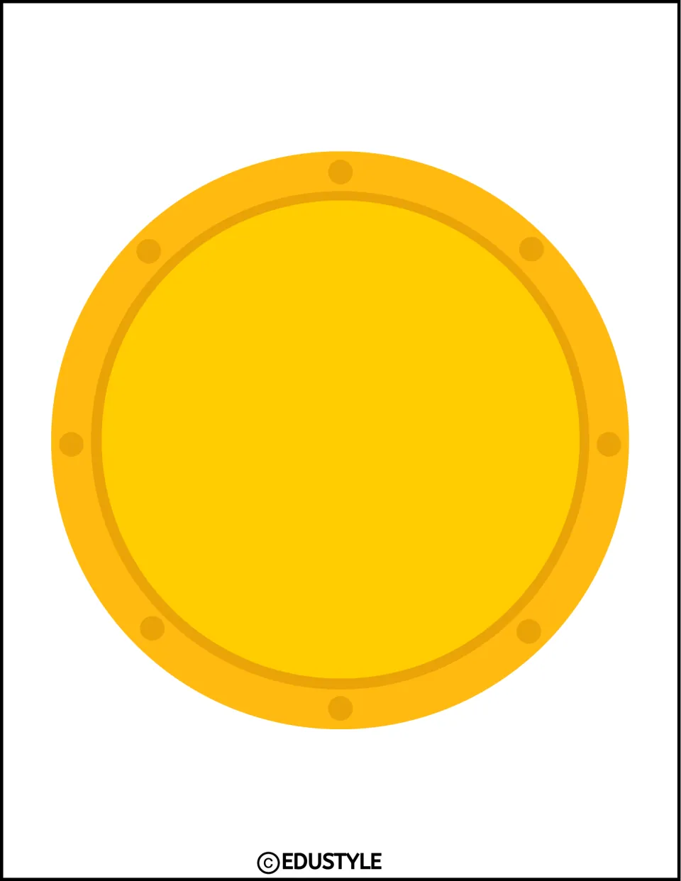 One large blank gold coin cutout for the St. Patrick's Day display kit, ready for a student's name