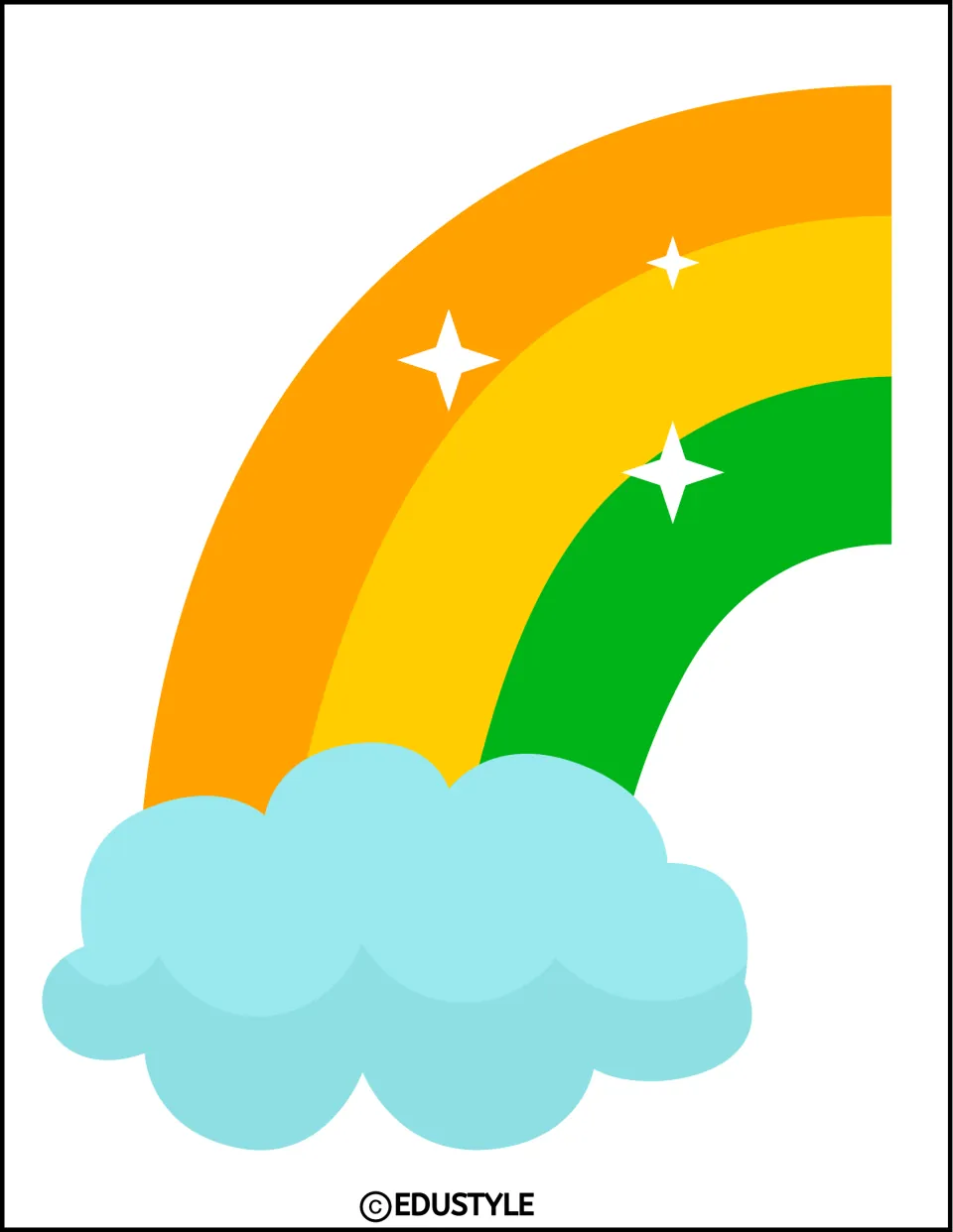 Left half of the large rainbow decoration, with a blue cloud, for the St. Patrick's Day display kit