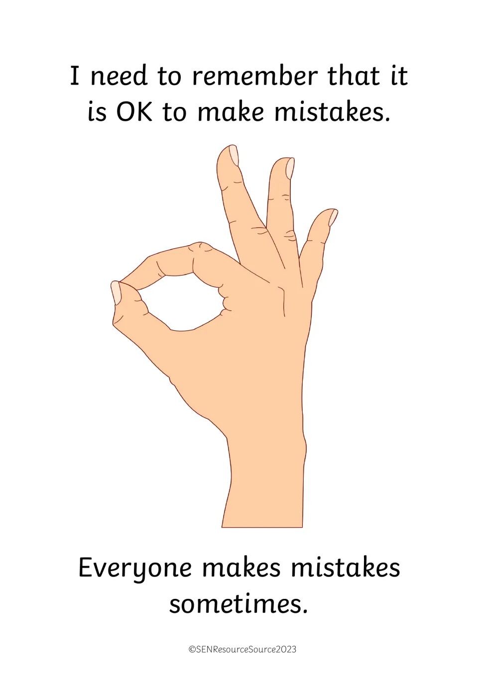 Everyone makes mistakes: an OK hand sign reminds the reader that getting things wrong happens to all of us