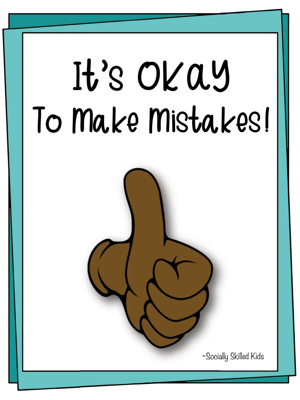 Alternate cover for the mistakes social story with the same title and a single dark brown thumbs-up hand