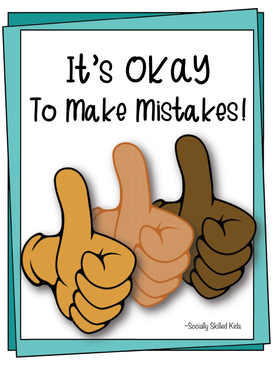 Third cover option for the mistakes story showing three thumbs-up hands in light, medium and dark skin tones