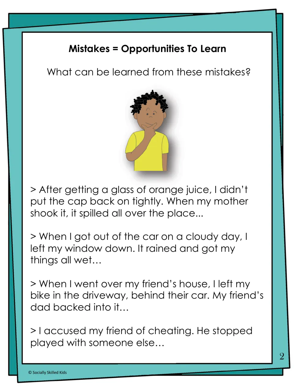 Mistakes = Opportunities To Learn: students discuss lessons from spilled juice, an open car window and a bike left out