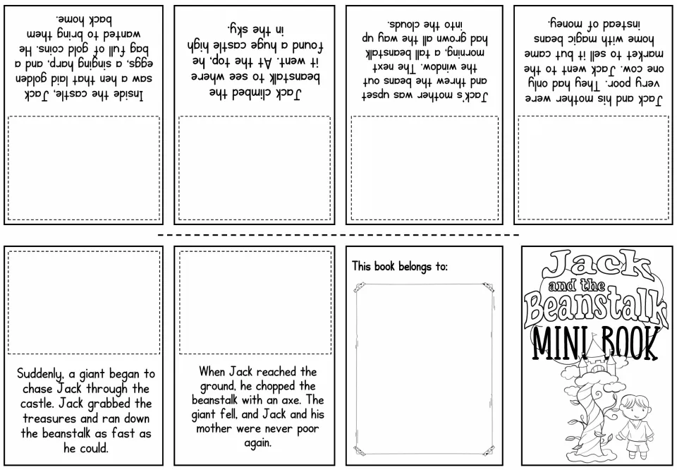Picture-fill story booklet: each page keeps the story text with a blank space where students draw the matching scene