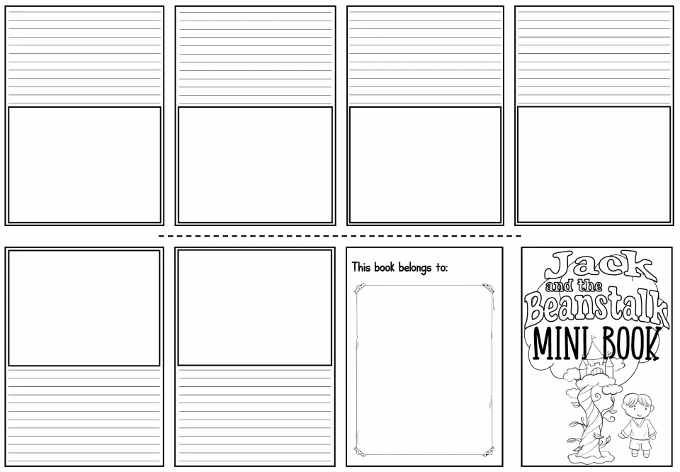 Blank mini-book story pages: students draw and write their own version of the beanstalk tale on each page