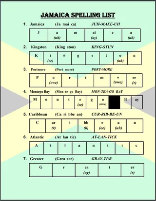 Jamaica Spelling List – cover