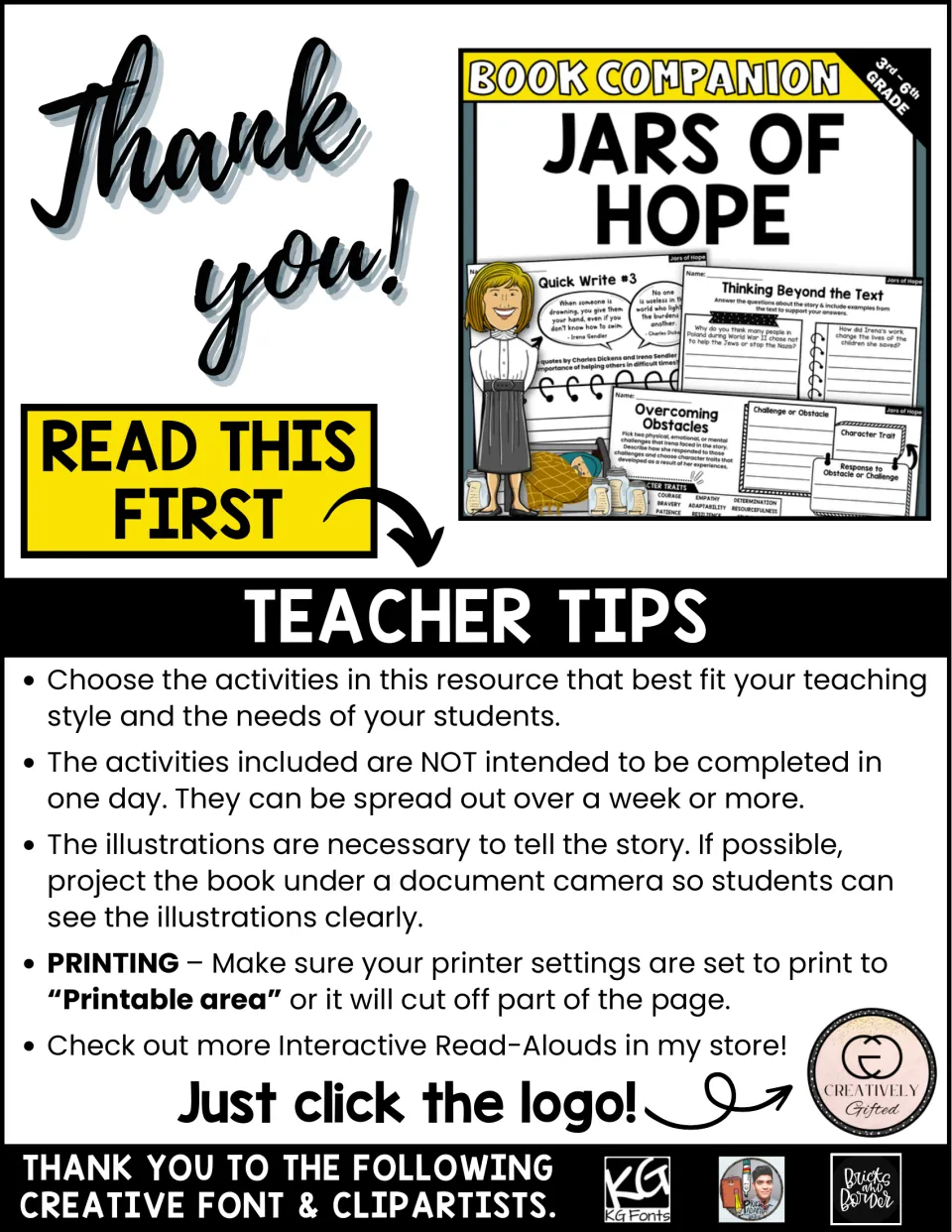 Teacher tips for the book companion explain activity selection, pacing, showing illustrations, and printing.