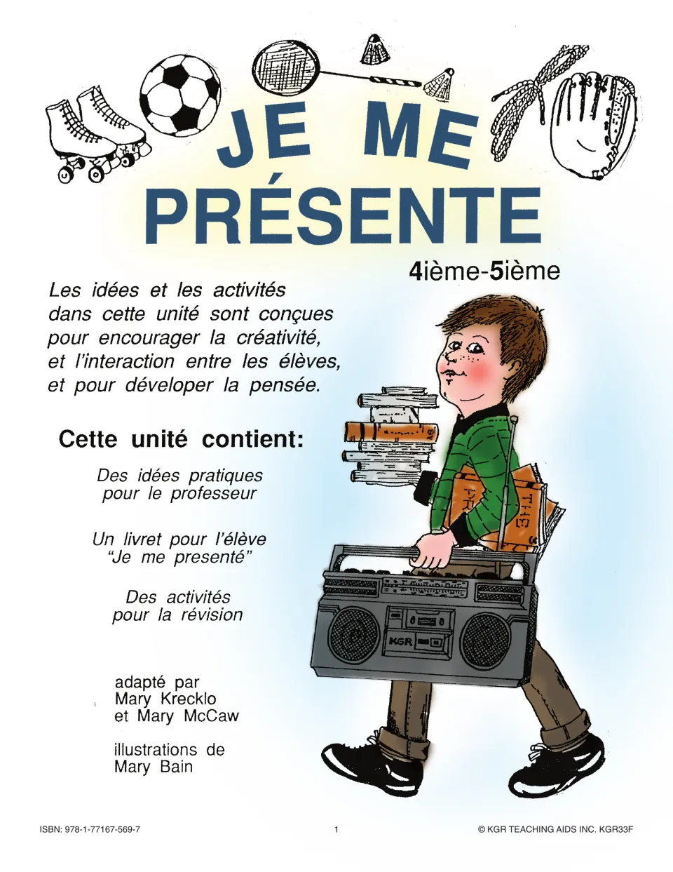 JE ME PRÉSENTE cover: French unit listing practical teacher ideas, a student booklet, and review activities