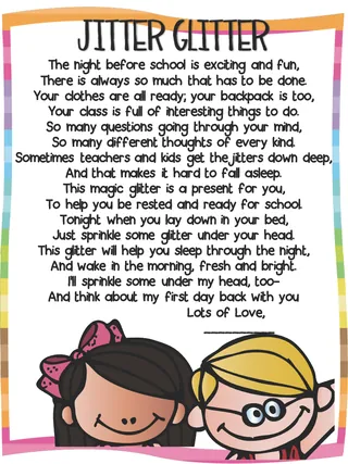 Jitter Glitter Poem – First Day of School Keepsake – sample page 3