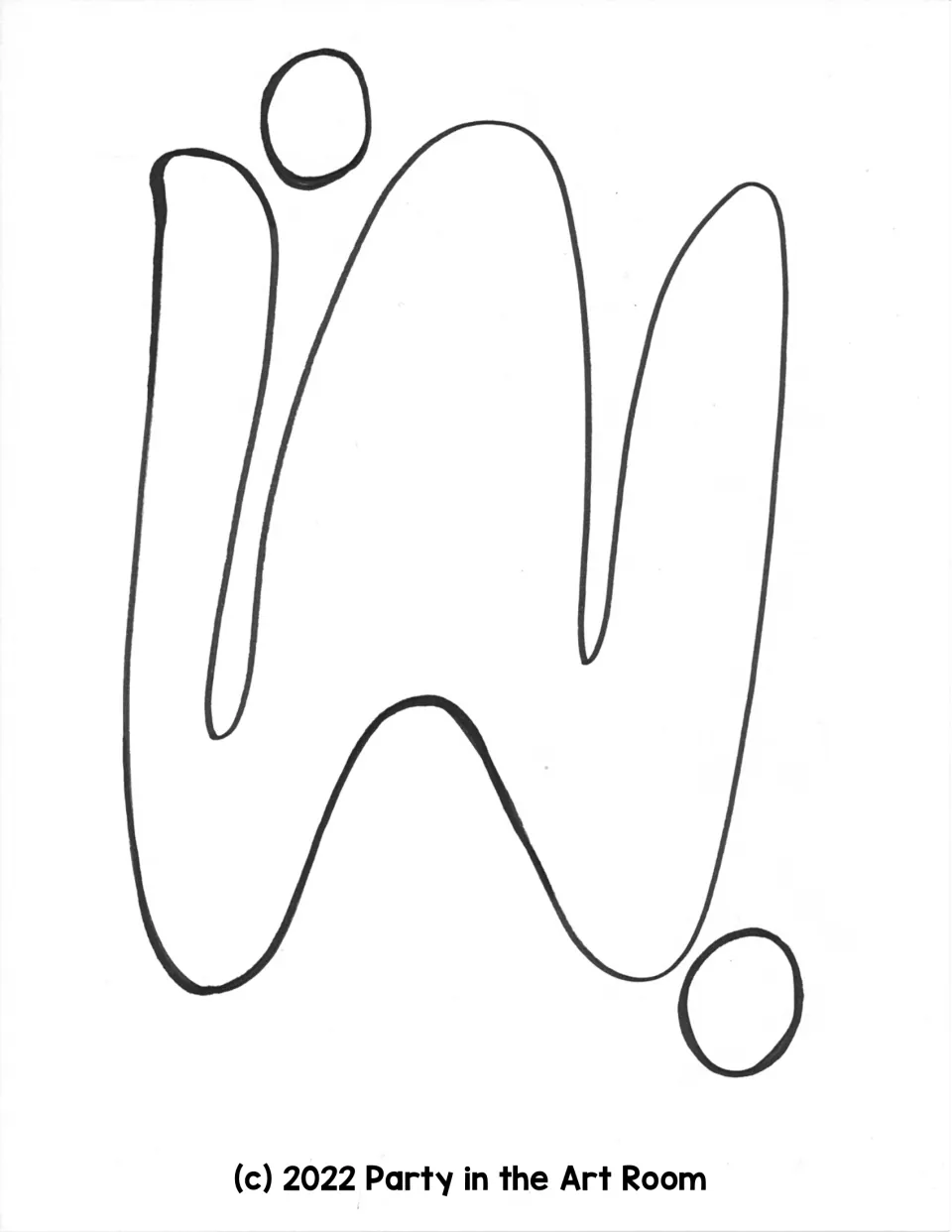 Tall wavy outline template with two small circles, offering a ready-made large shape to build a drawing on
