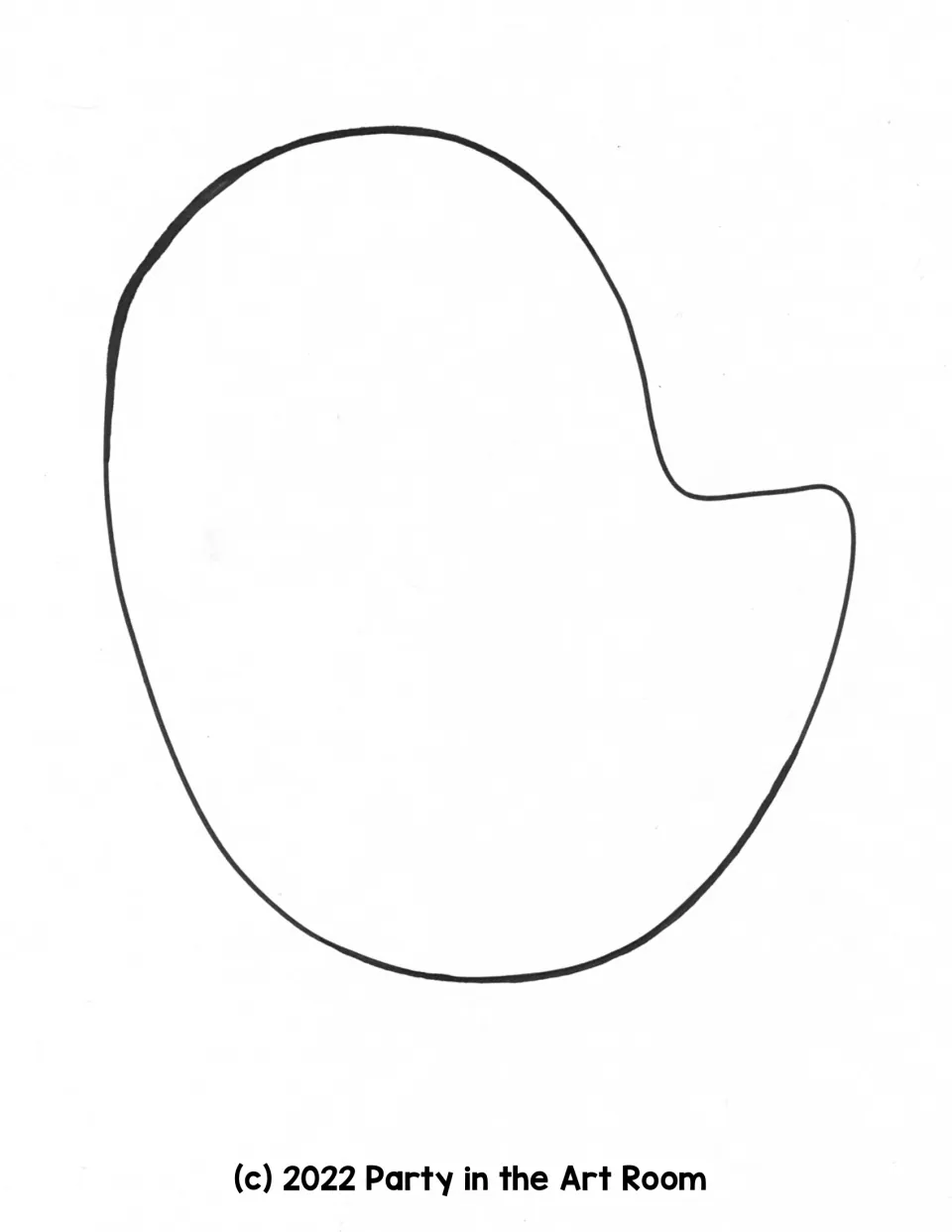 Rounded bean-shaped outline template with a notch on the right, ready for students to add game-roll drawings