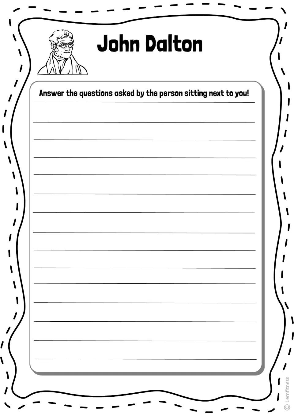 Partner exchange on Dalton: students write answers to the questions asked by the person sitting next to them