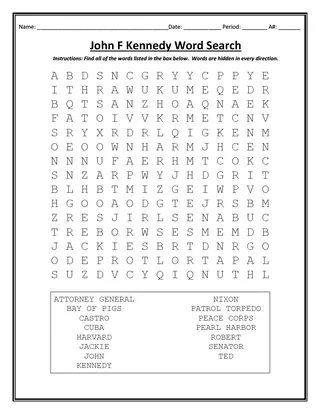 John F Kennedy Word Search – cover