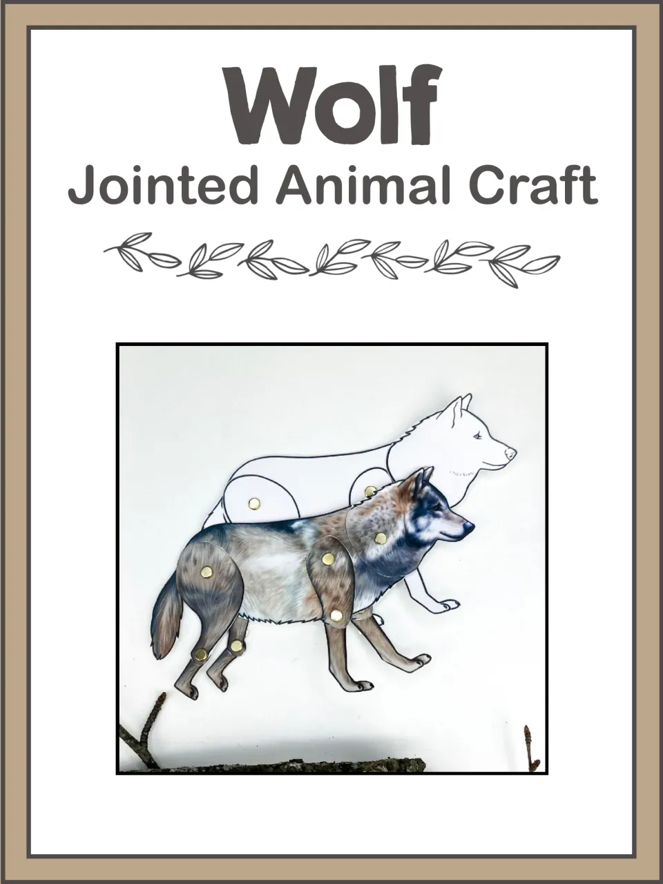 Wolf craft cover showing assembled color and black-and-white animals with movable heads and jointed legs
