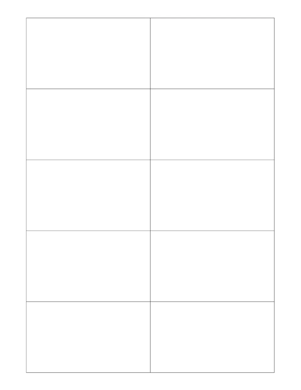 Blank card sheet: ten empty cards sized like the question cards, with no text or pictures on them