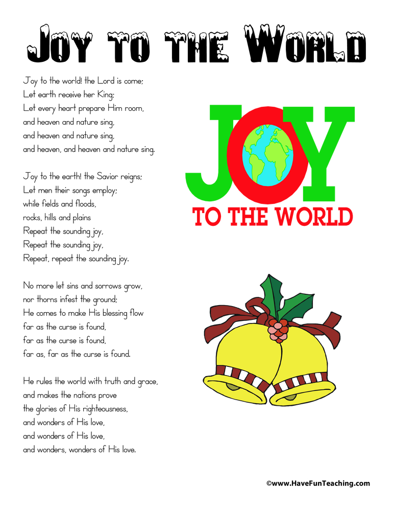 Joy to the World Lyrics teaching resource preview