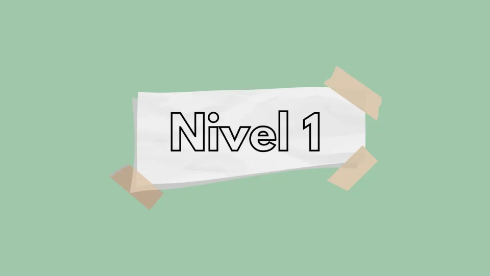Spanish comparison game divider labeled 'Nivel 1' (Level 1), introducing the first round of object prompts