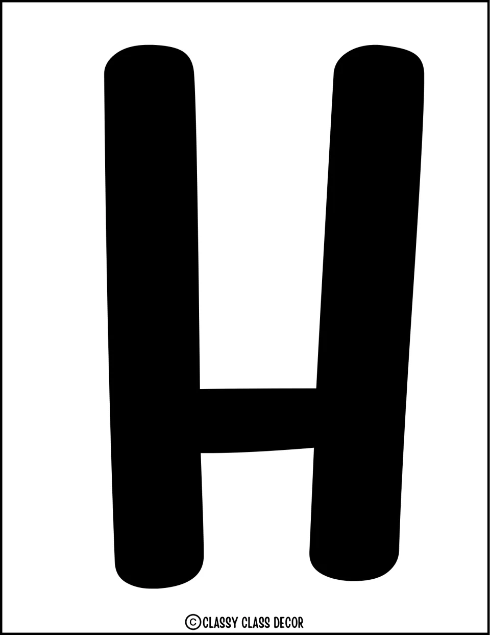 Display letter H in solid black, part of the lettering for the kit's summer bulletin board and door decor