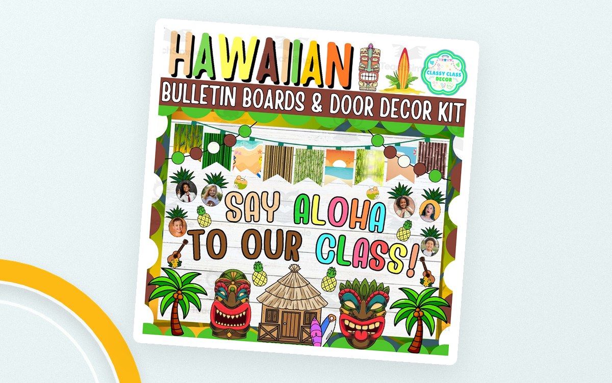 July & Hawaiian Bulletin board And door Decor kit: Say Aloha teaching resource preview