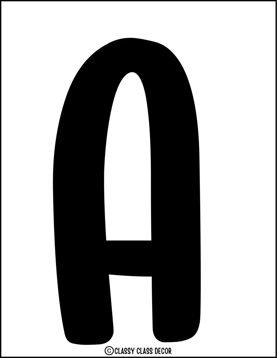 Bulletin board title letter A, printed in solid black, for the word 'Say' in the Hawaiian classroom display