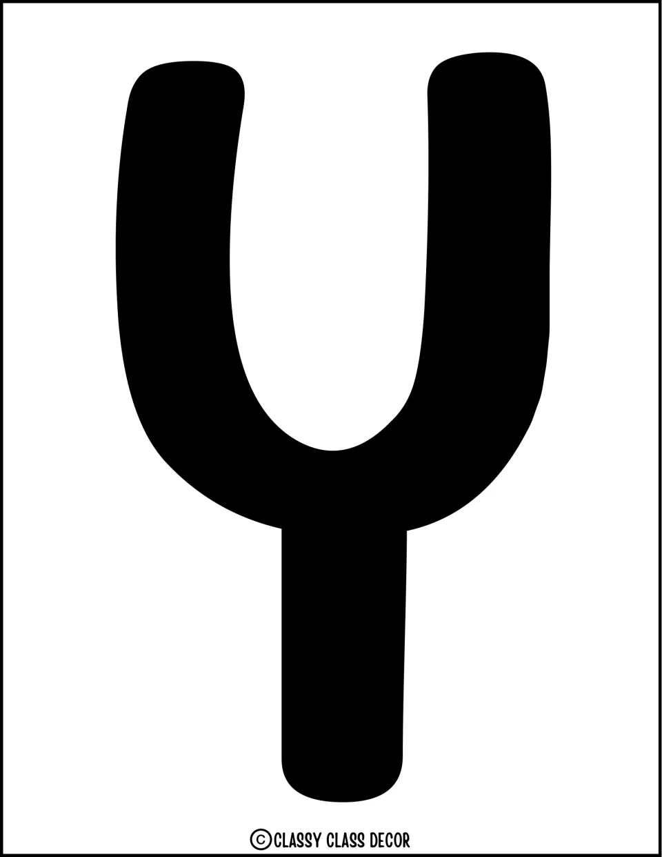 Bulletin board title letter Y, printed in solid black, completing 'Say' in the Hawaiian classroom display