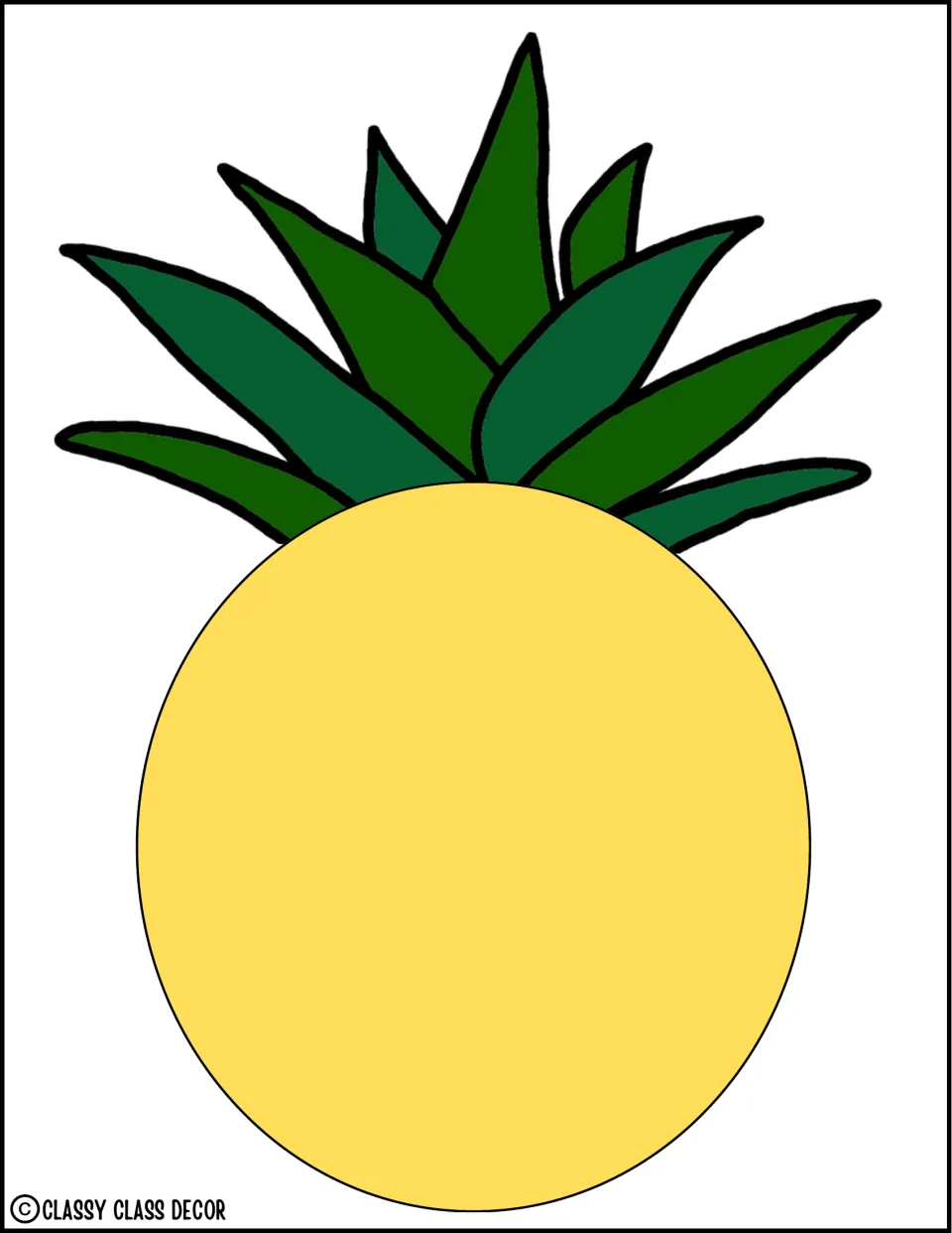 Large pineapple cutout for the Hawaiian display, with a blank yellow center for a student's name or photo