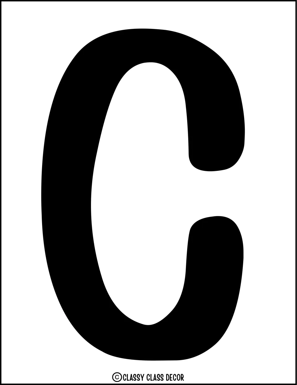 Summer door decor lettering: a full-page black bubble letter C to print and cut out for spelling a display title