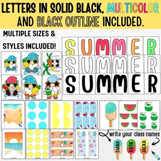 July & Summer Bulletin board And door Decor kit: Diving into Summer! – sample page 4