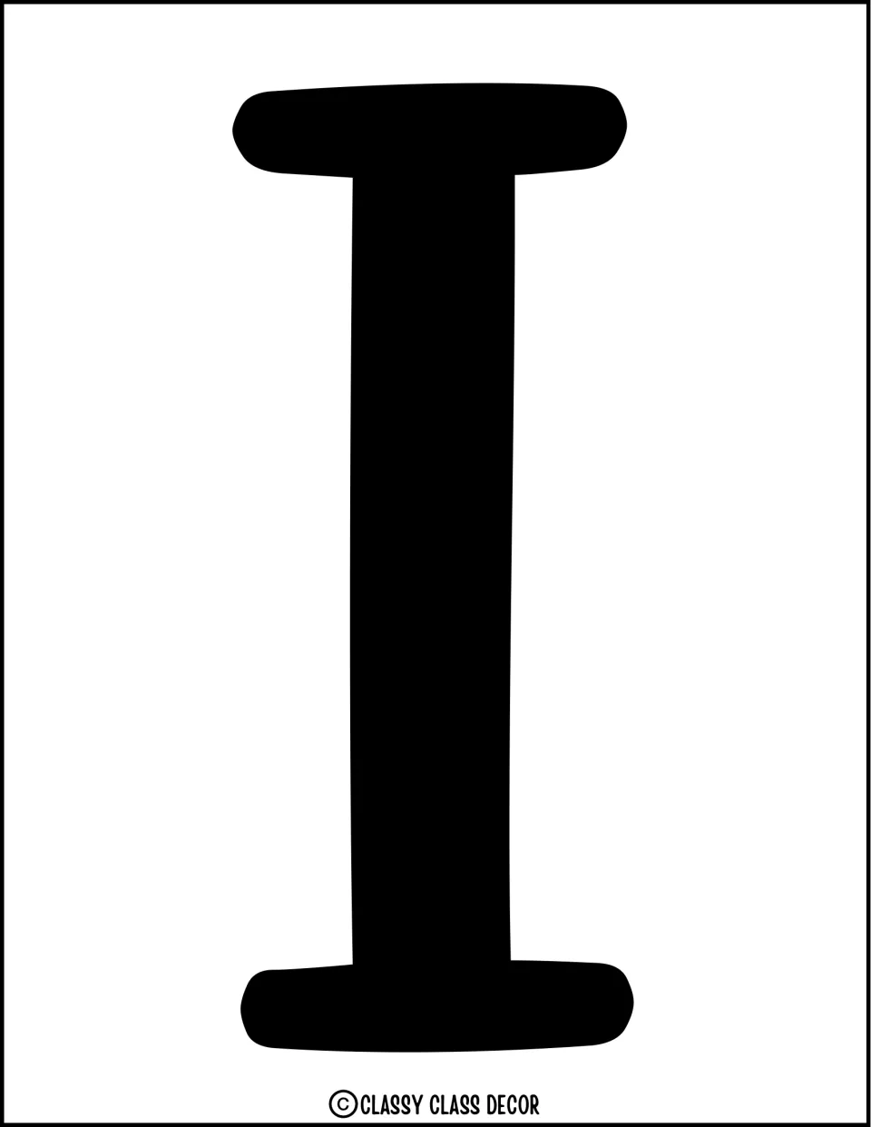 Second capital I for the display heading, drawn in the same thick black style and placed after the V