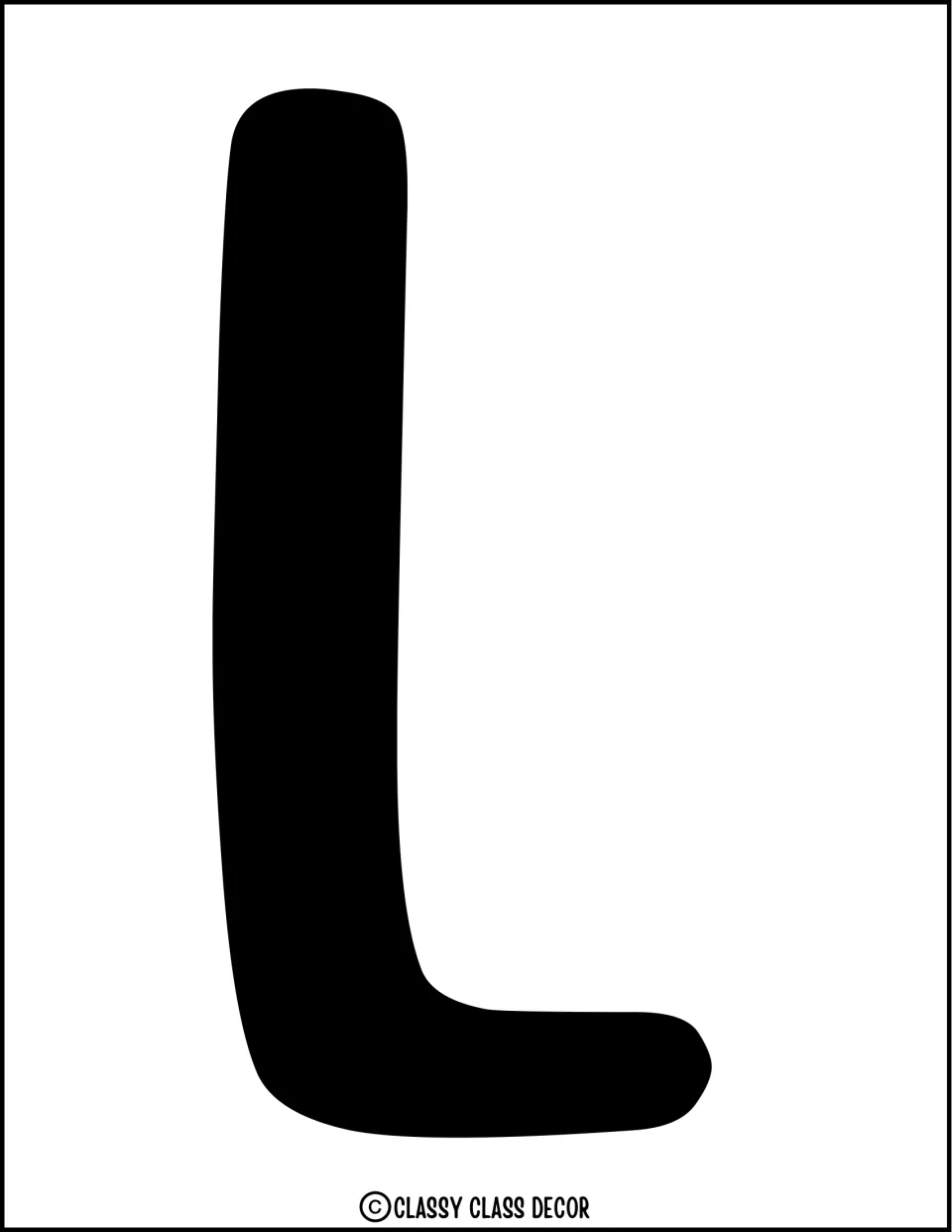 Solid black letter L for the beginning of the 'Livin’ The Beach Life' bulletin board or door display title