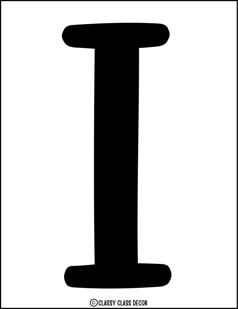 Solid black letter I, the second I in 'Livin’', for the summer bulletin board or door display title