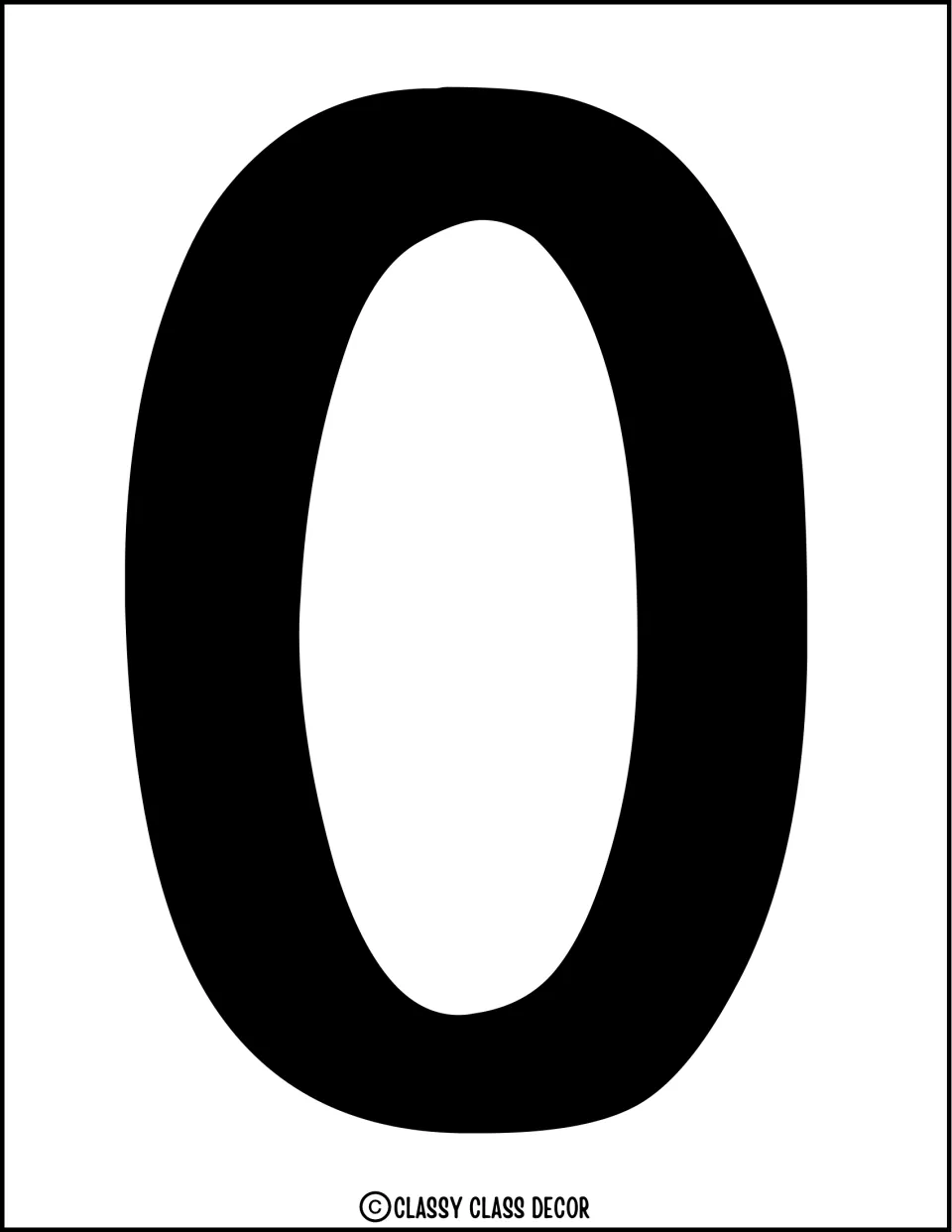 Bulletin board letter O: a full-page solid black O, the second letter of the banner, ready to cut out or trace onto paper