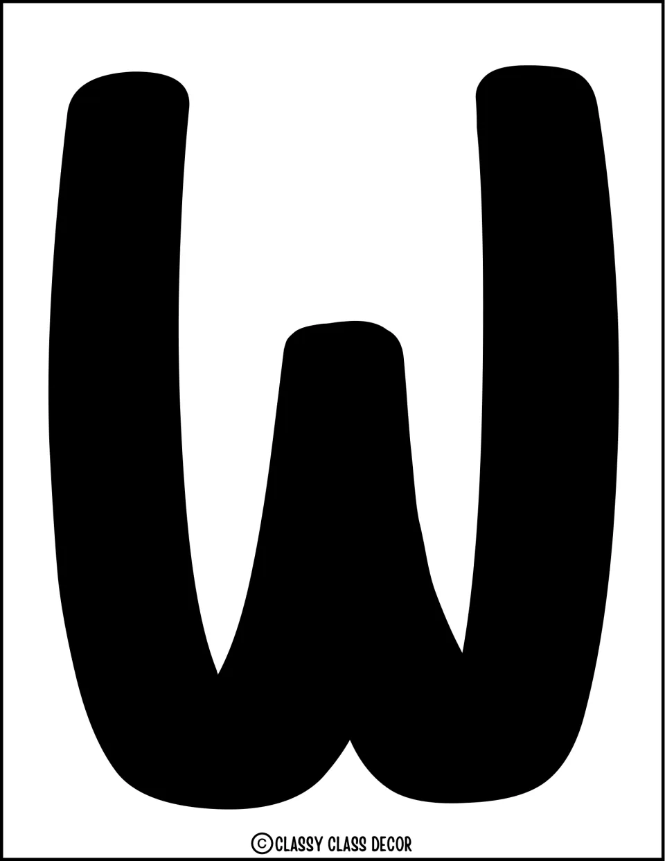 Solid black letter W for the 'We Had A Sweet Year!' summer bulletin board or classroom door display