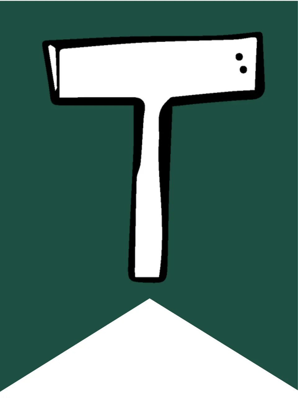 Capital T in white on a dark green pennant flag, the fifth letter of Juneteenth, ready to cut and string up