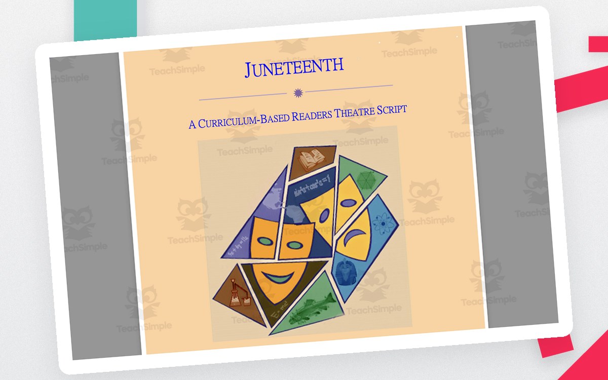 Juneteenth Readers Theatre Script preview: A cover page crediting the script to Rosalind M