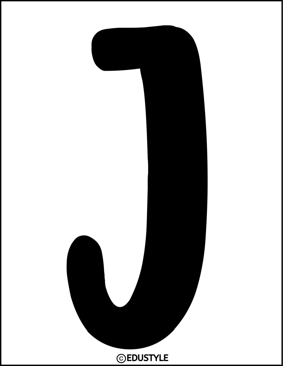 Solid black letter J for the summer bulletin board or door display, beginning the title word 'JUST'
