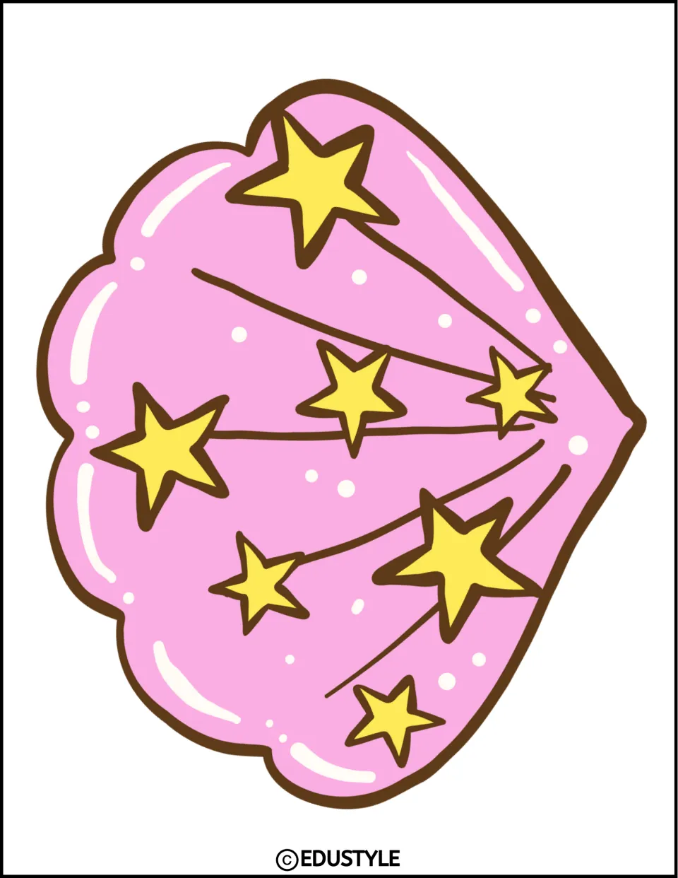Pink shell cutout for the summer bulletin board or door decor kit, printed singly with its tip facing right