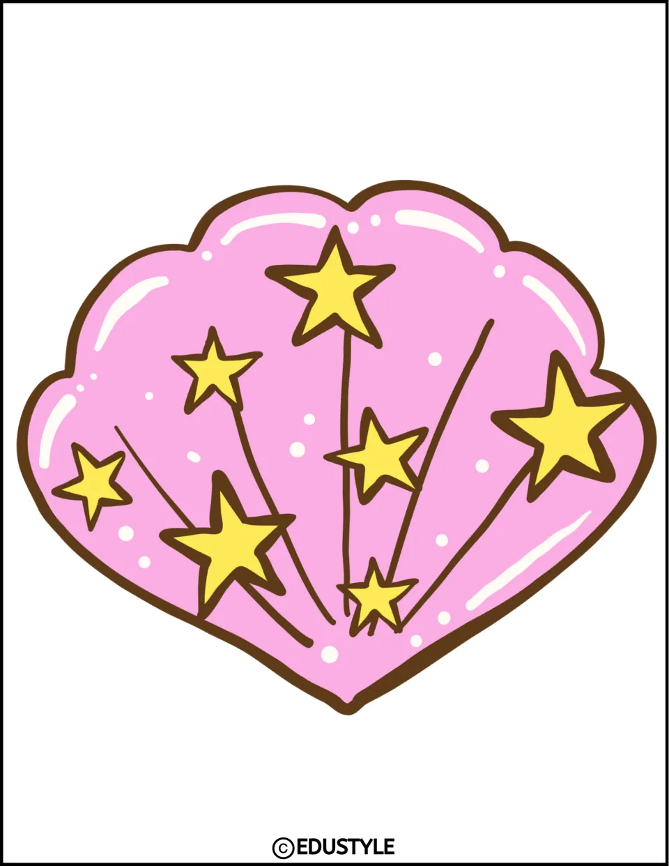Pink shell cutout for the summer bulletin board or door decor kit, printed singly with its tip pointing down