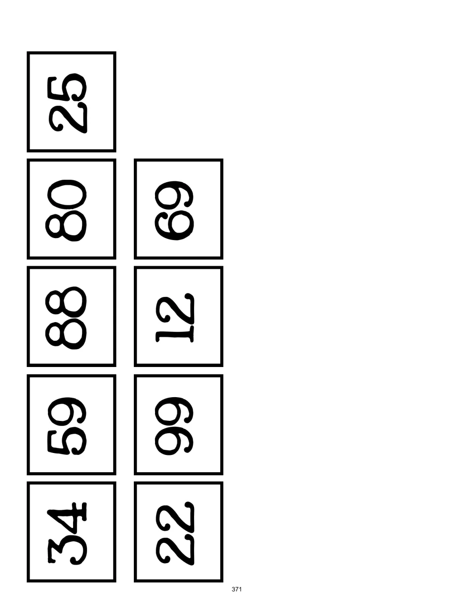 Nine answer cards for matching to counting sequences: 34, 59, 88, 80, 25, 22, 99, 12, and 69
